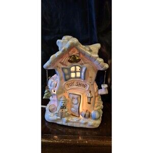 LINCOLNSHIRE 2002 Vintage Joy Shoppe Pastel Christmas Ceramic Toy Store Lighted